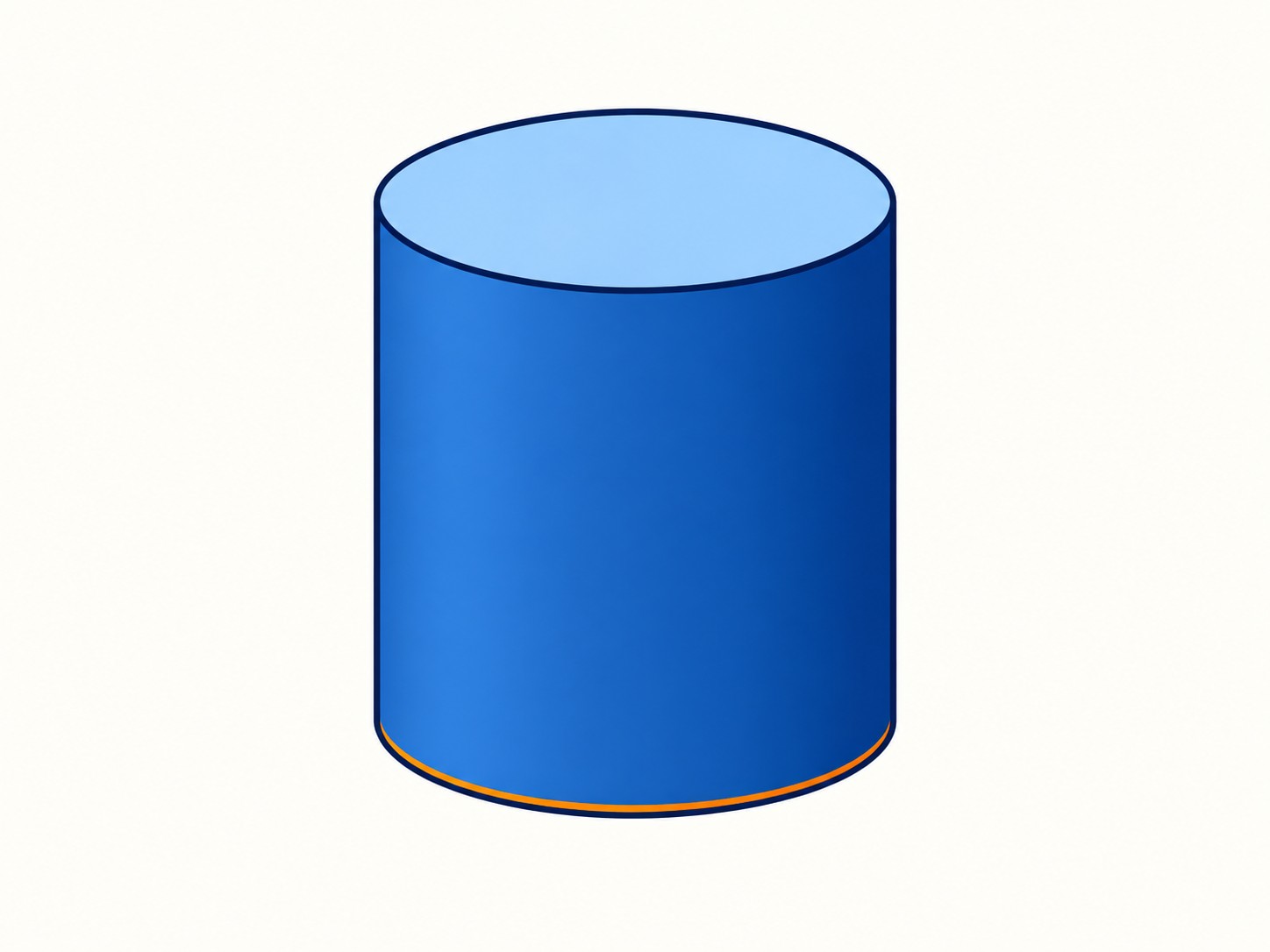 A single closed cylinder shown in three-quarter view, with its circular base and curved side visible.